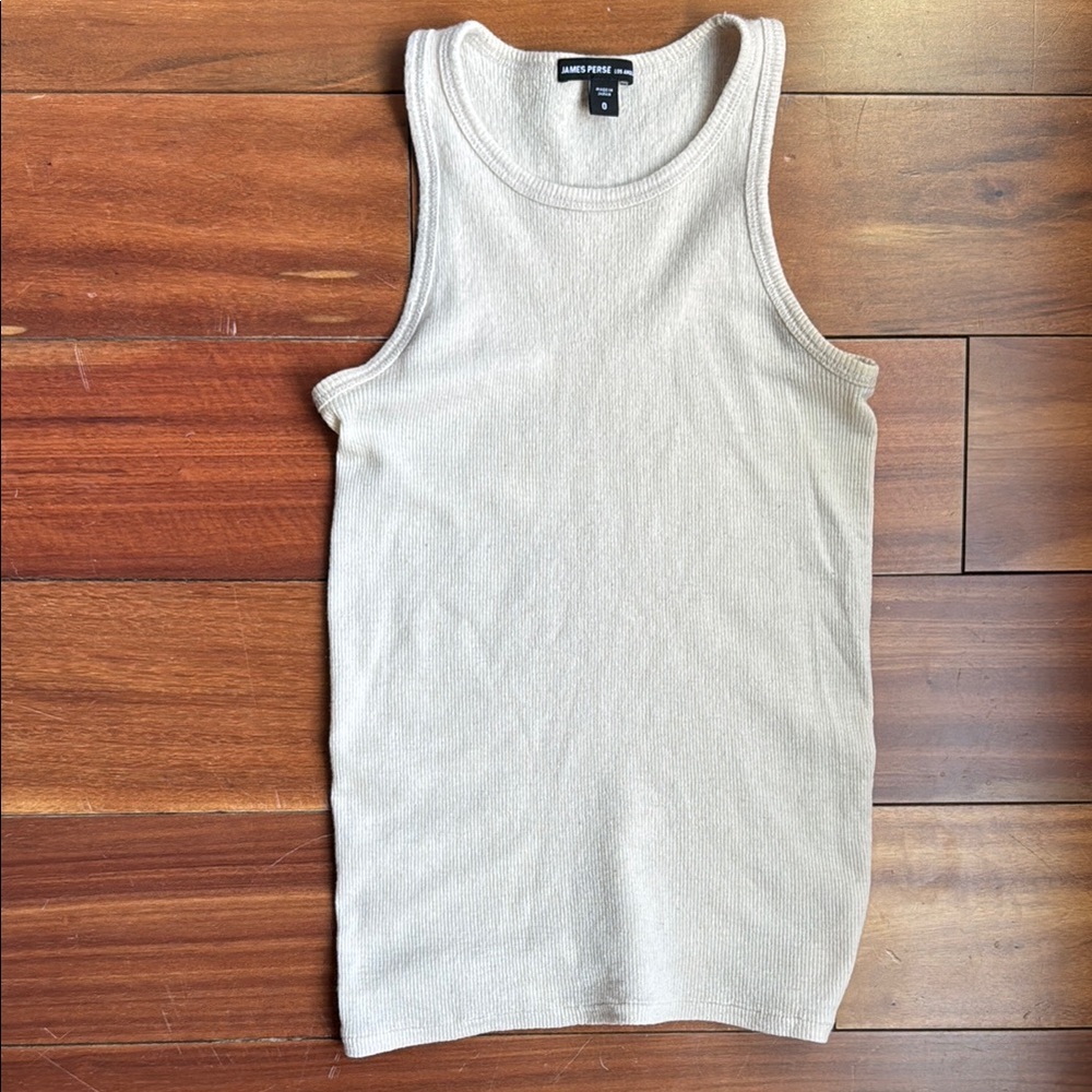 James Peres Beige Ribbed Cashmere Tank Top